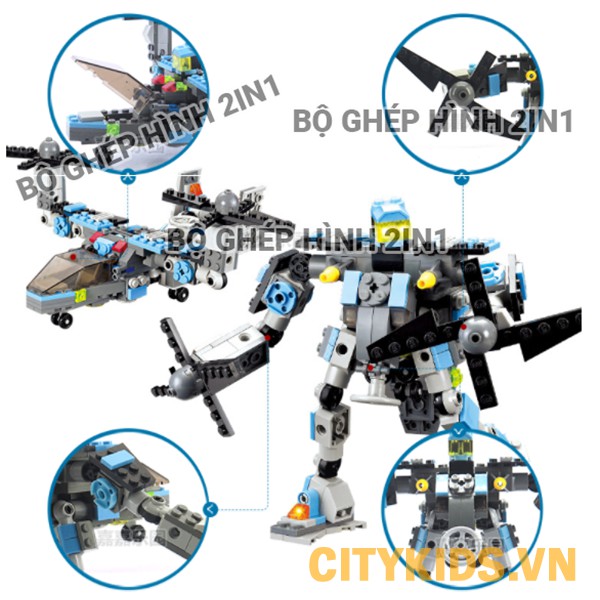 Bộ ghép hình Robot, Máy Bay 2in1