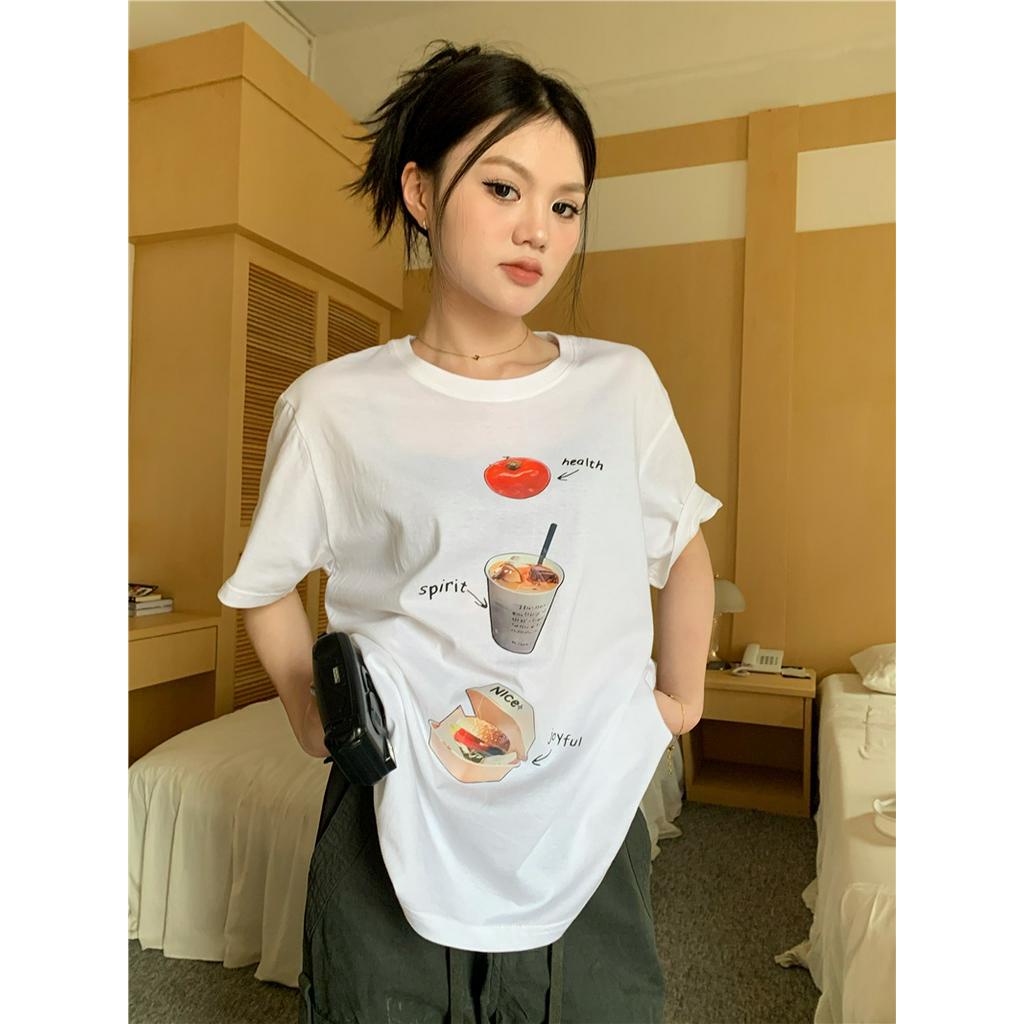 Áo Thun Cổ Tròn Ngắn Tay In Hình Vui Nhộn Phong Cách Mới 64052