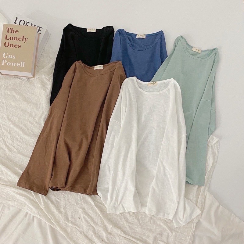 [Hàng sẵn] Áo thun trơn cổ tròn tay suông cotton xước 2MONDAY