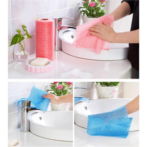 ⛔FLASHSALE⛔ Cuộn 50 tờ vải lau đa năng (LOẠI MÀU)