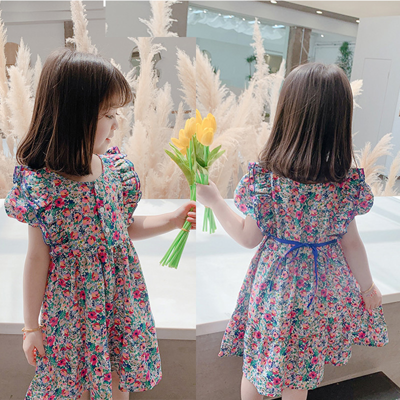 Đầm Hoa Công Chúa Vải Chiffon Cho Bé Gái