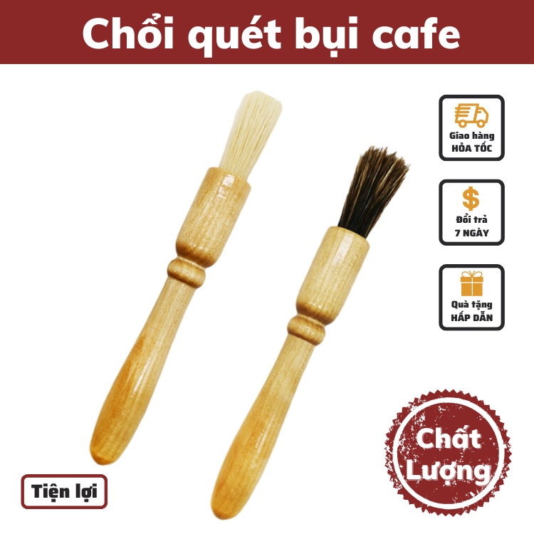 [Ảnh thật] Dụng cụ nhà bếp Chổi quét bui Chổi vệ sinh máy pha cafe Espresso cán gỗ nhỏ gọn dễ dàng sử dụng tiện lợi
