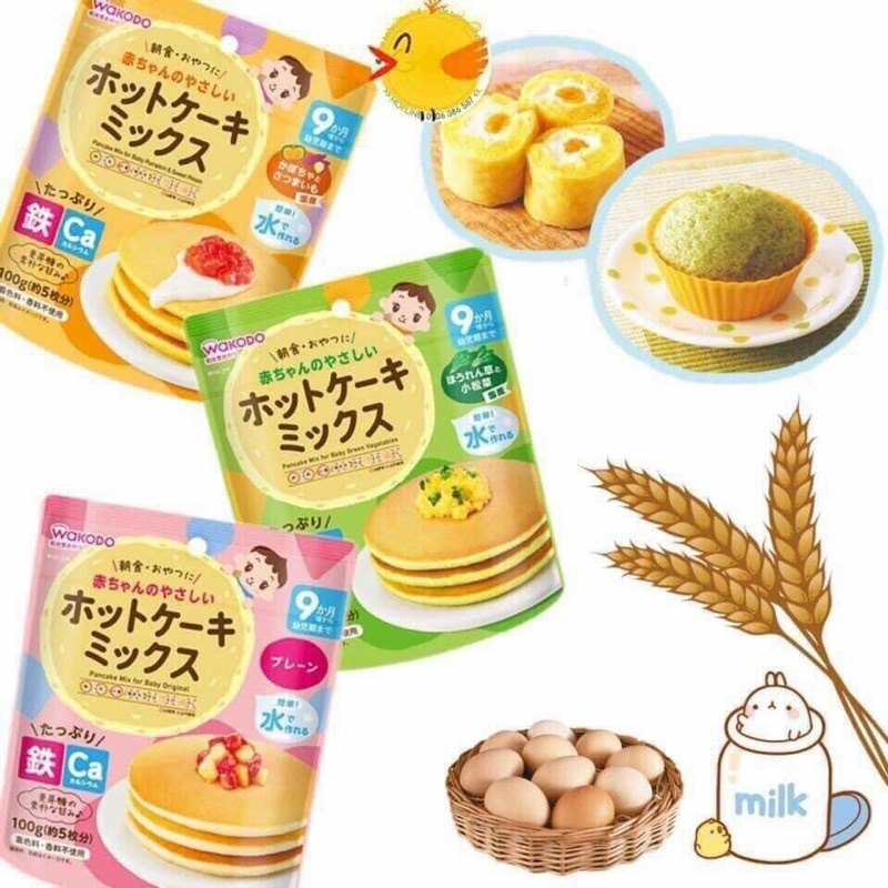 Bột bánh rán Wakodo Nhật Bản - bột pancake dành cho bé từ 9 tháng date 2024