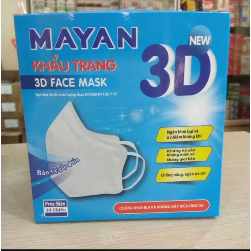 Khẩu Trang người lớn và trẻ em MAYAN PM2.5 3D MASK cao cấp , 1 hộp 10 chiếc