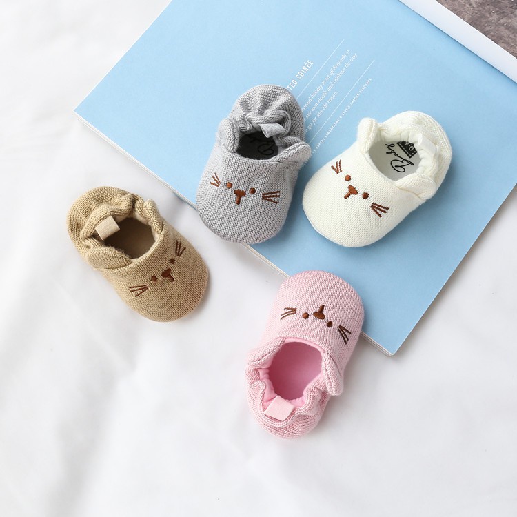 Giày len cho bé  Giày len chun sợi dệt hình chuột sơ sinh an toàn cho bé