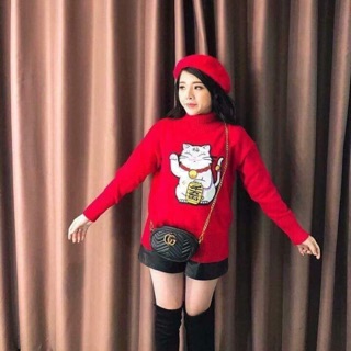 Áo len mèo thần tàiChưa thấy mẫu nào mới ra mà có ti tỉ giá + chất khác nhau như áo này 😅 Mèo thần tài - mèo may mắn ❤ 