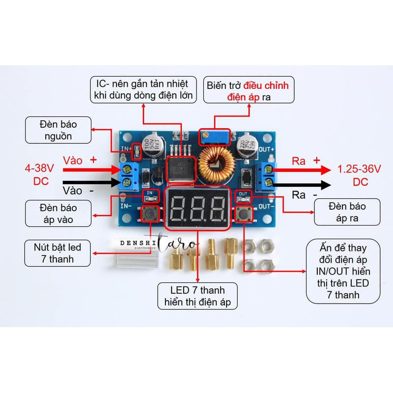 Mạch Giảm Áp DC XL4015 Có Hiển Thị (5A) - WRVT