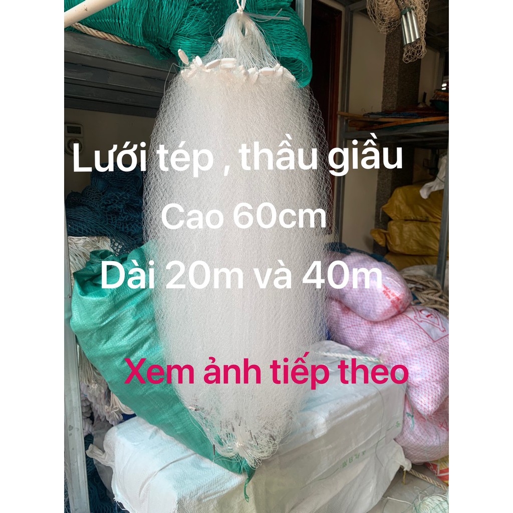 LƯỚI CƯỚC BẮT CÁ NHỎ , MẮT 1.5CM ,DÀI 20M & 40M THẦU GIẦU, CÂN CẤN, LÒNG TONG