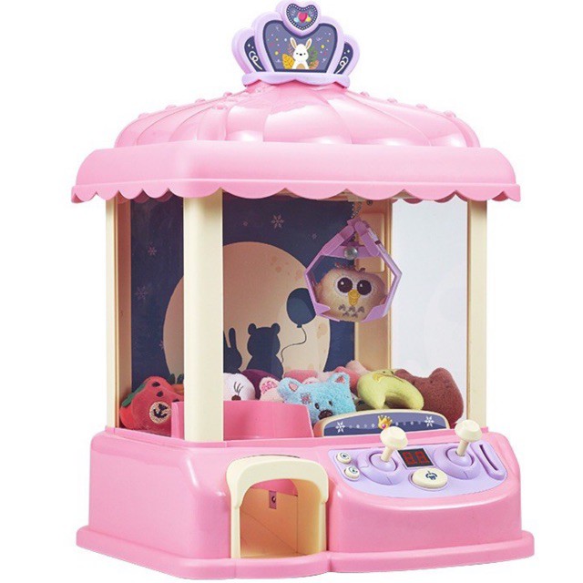 máy gắp thú cỡ lớn cho bé màu hồng kèm gấu và xu