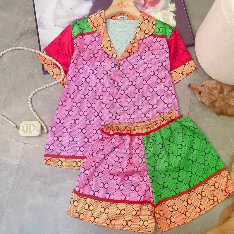 Đồ mặc nhà quần đùi lụa latin, Pijama thiết kế freesize dưới 60kg