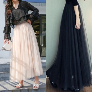 Three-layer gauze autumn and winter skirt half-length mesh skirt female mesh skirt tutu long skirt between pleated princess skirt a line of fairy skirt