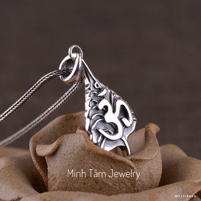 Mặt dây chuyền bạc 925 lá bồ đề chữ Om-Minh Tâm Jewelry