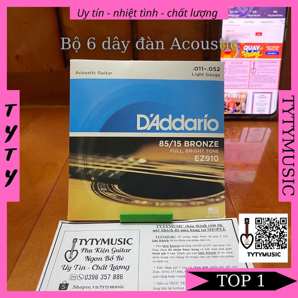Dây đàn guitar ACOUSTIC D Addario EZ910 size 11 TYTYmusic