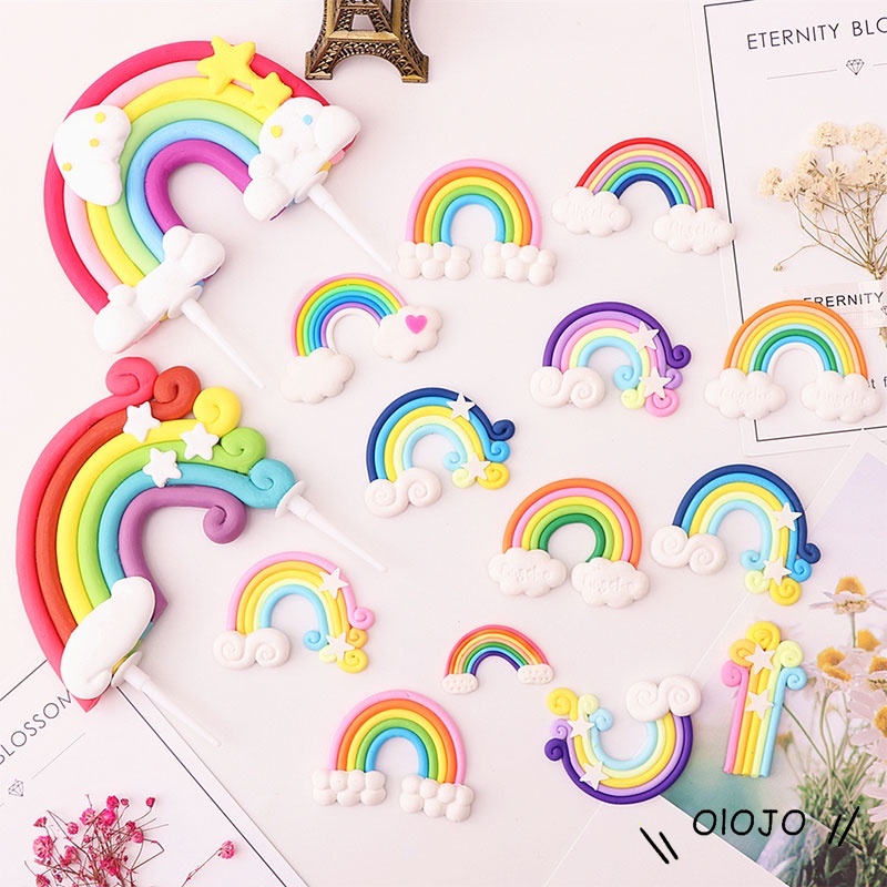 Phụ Kiện Trang Trí Bánh Kem Hình Cầu Vồng Xinh Xắn