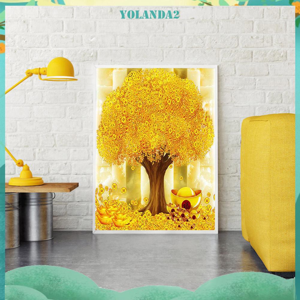 Bộ Tranh Đính Đá 5d Tự Làm Hình Cây Tiền Độc Đáo