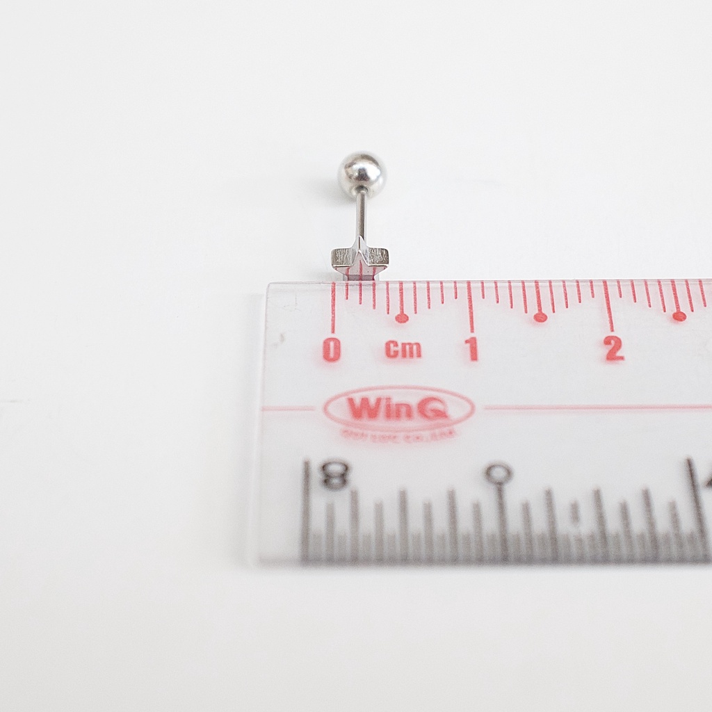 Khuyên Tai Titan Unisex Sát Tai Ngôi Sao Màu Bạc Bi Tròn Không Gỉ Sét Không Ngứa Không Đen julies box 66