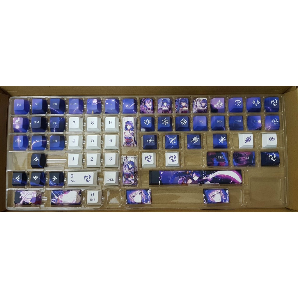 [GIAO NHANH] Keycap genshin impact Raiden PBT dày 136 phím in dyesub 5 mặt anime cherry profile layout Beelzebul keycaps