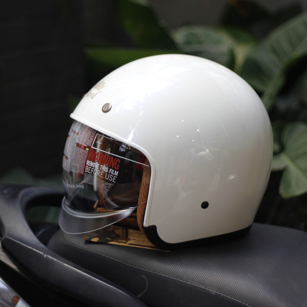 Nón bảo hiểm 3/4 kính âm Royal M139 Trắng (tặng balo rút)