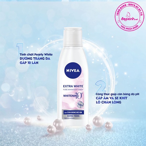 Nước hoa hồng dưỡng sáng da se khít lỗ chân lông Nivea Extra White 200ml