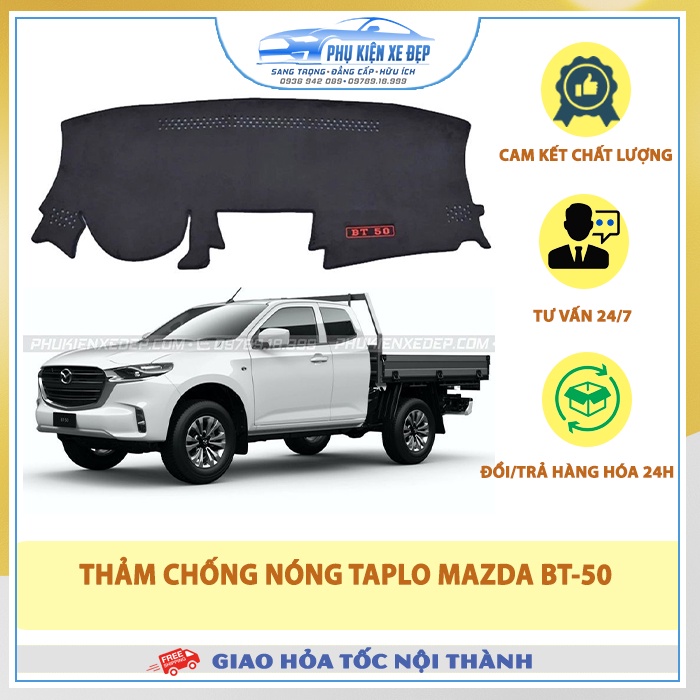 Thảm taplo ô tô lông cừu HÀNG LOẠI I xe Mazda BT50 [CAO CẤP]  chống nóng có 3 lớp chống Trượt