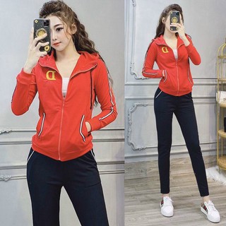 [CAO CẤP] Bộ đồ thể thao áo khoác nữ thêu chữ D TT288 [HÀNG XUẤT NHẬT-HÀN QUỐC]