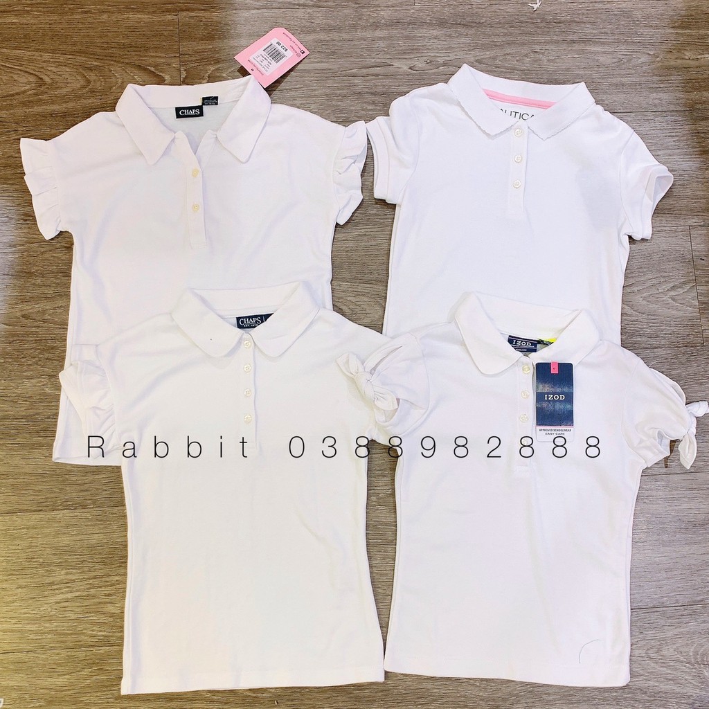 Áo polo trắng bé gái - RABBITSHOP