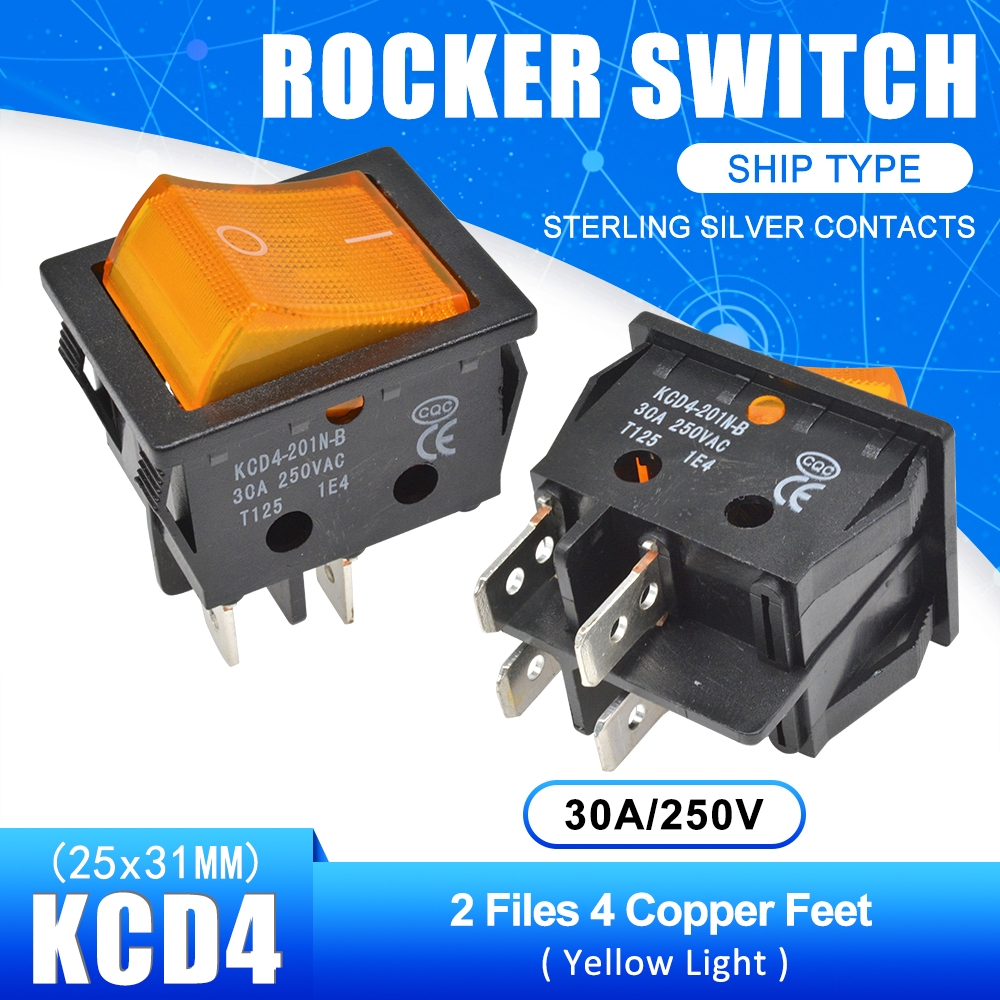 KCD4 High Current Rocker Switch Power Switch 2 position ON-OFF 4 Pins 6 Pins Electrical Equipment With Light Switch 30A 250V | BigBuy360 - bigbuy360.vn