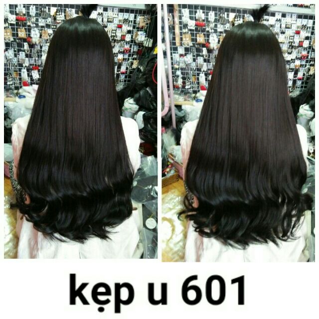 Tóc kẹp chữ u xoăn đui hình tự chụp