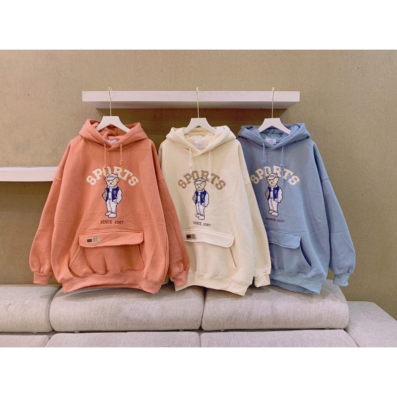 Áo hoodie vải nỉ cao cấp thêu Sports