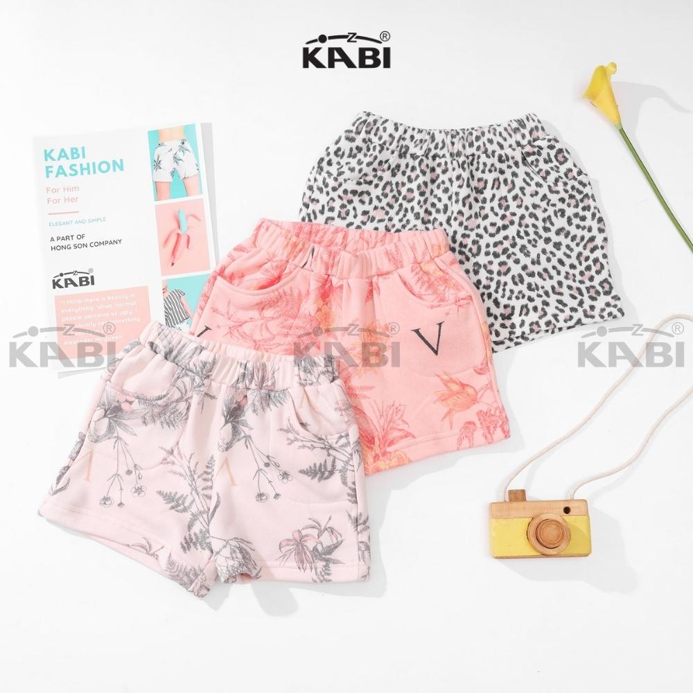 Quần đùi bé gái KABI quần shorts em bé thun cotton nỉ bốn chiều co giãn chiều có túi - GQN002