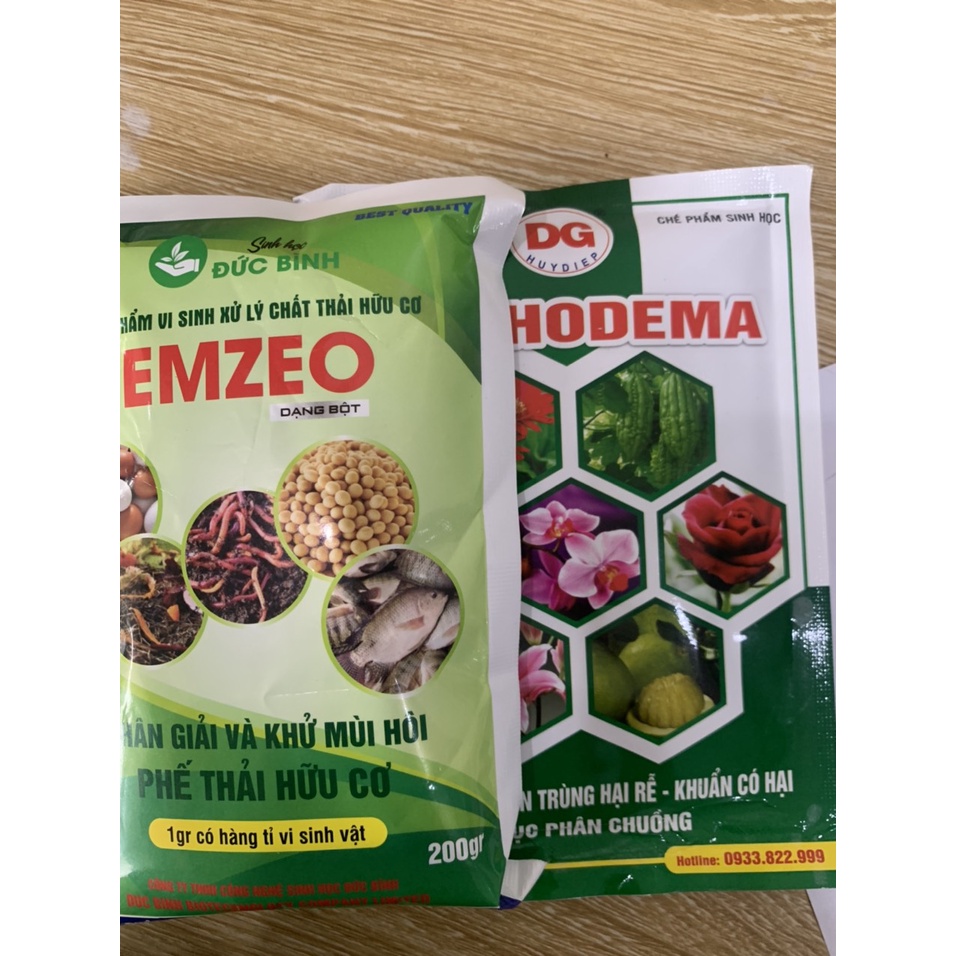 Combo men vi sinh ủ rác hữu cơ Trichodema và Emzeo