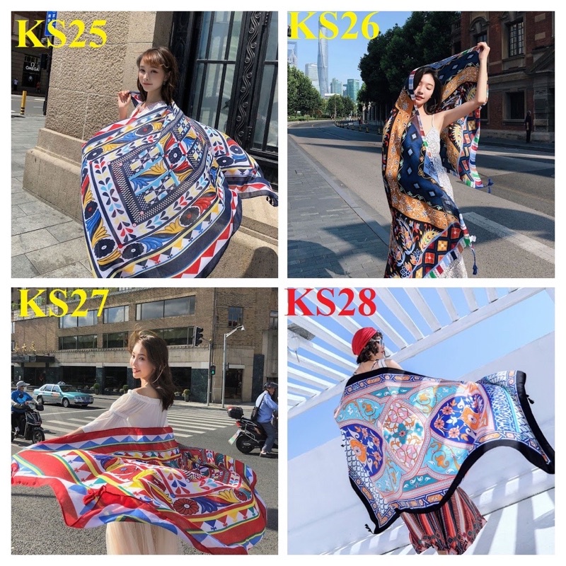 Khăn choàng boho đi biển, khăn choàng thổ cẩm, phong cách vintage hàng sẵn