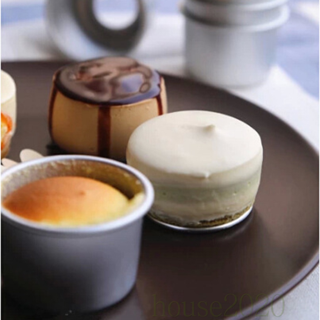 Bộ 2 Khuôn Làm Bánh Cupcake Hình Tròn 4 Inch Bằng Hợp Kim Nhôm Kèm Đế Tháo Rời Tiện Dụng 2020