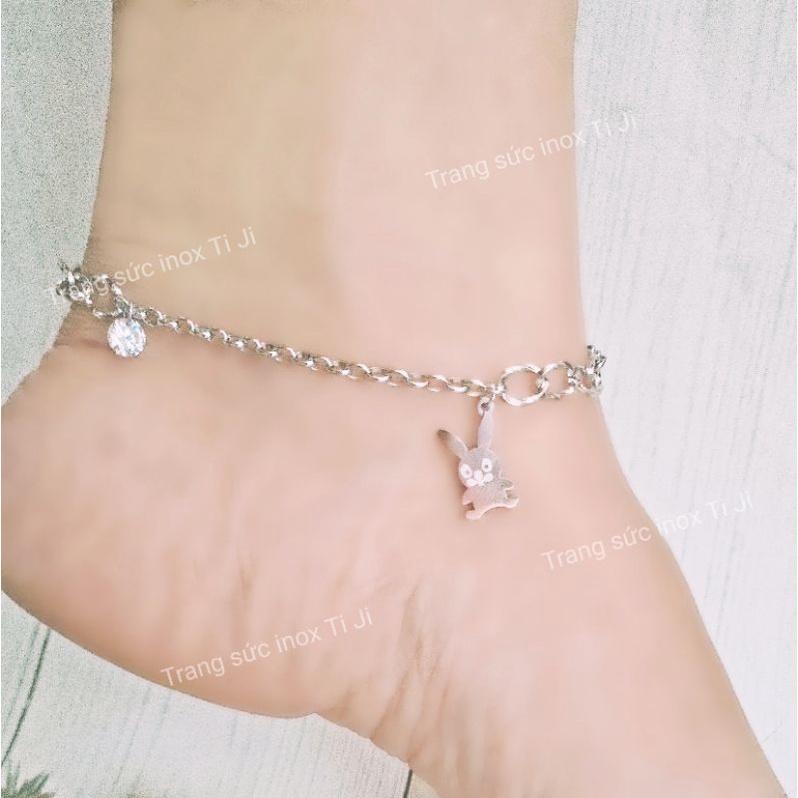 LẮC CHÂN NỮ INOX GẮN CHARM ĐÀ VÀ THỎ ĐẸP KHÔNG ĐEN