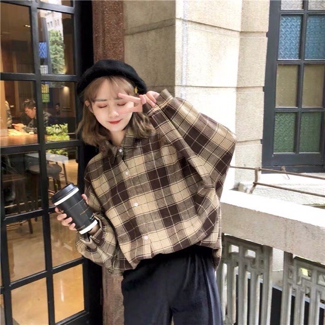 [Mã FAMAYWA giảm 10K đơn 50K] Áo Sơ Mi Nam Nữ Kẻ Tay Bồng 2 Nắp Túi Dáng Rộng Ullzang | BigBuy360 - bigbuy360.vn