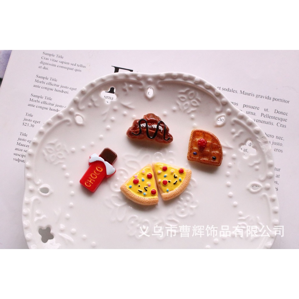 Charm (C255) slime/ Dụng Cụ Charm Trang Trí  [Ko Keo &amp; Nút]  Hình Bánh &amp; Sushi (2.0x2.5 cm)