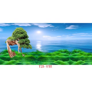 Tranh 3D Dán Bể Cá Cảnh Thủy Sinh Bình Minh - Tranh Bể Cá Có Sẵn Keo Dán, Tặng Kèm Bộ Dụng Cụ