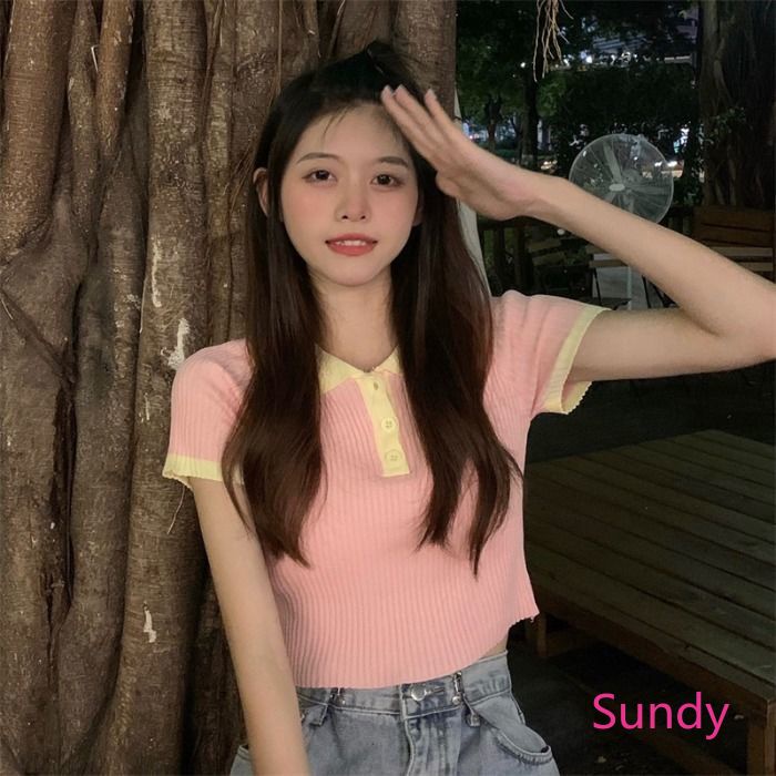 Áo Sơ Mi Kẻ Sọc Cổ Polo Thời Trang Mùa Hè Dành Cho Nữ