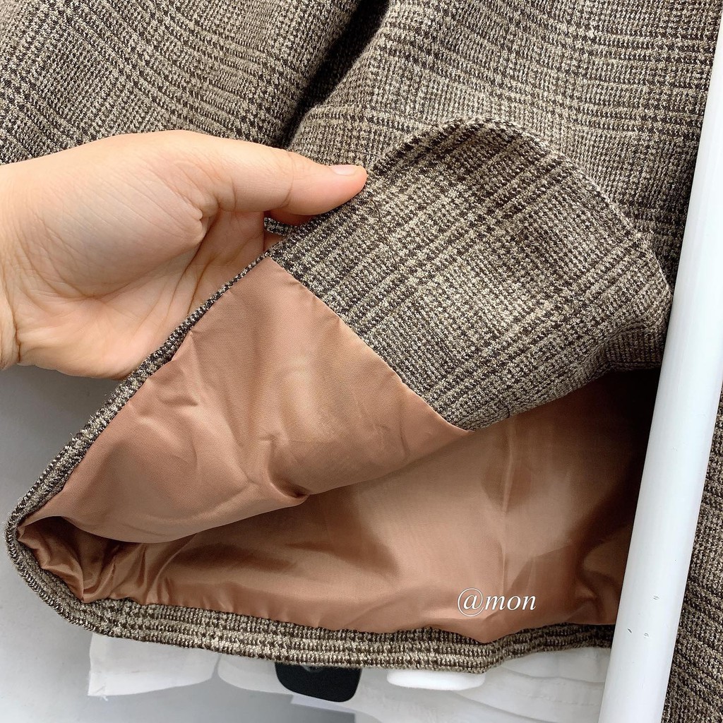 [FREESHIP] Áo Vest dạ kẻ nâu, xám siêu hot cho mùa thu  Áo Vest KẺ - FREESIZE