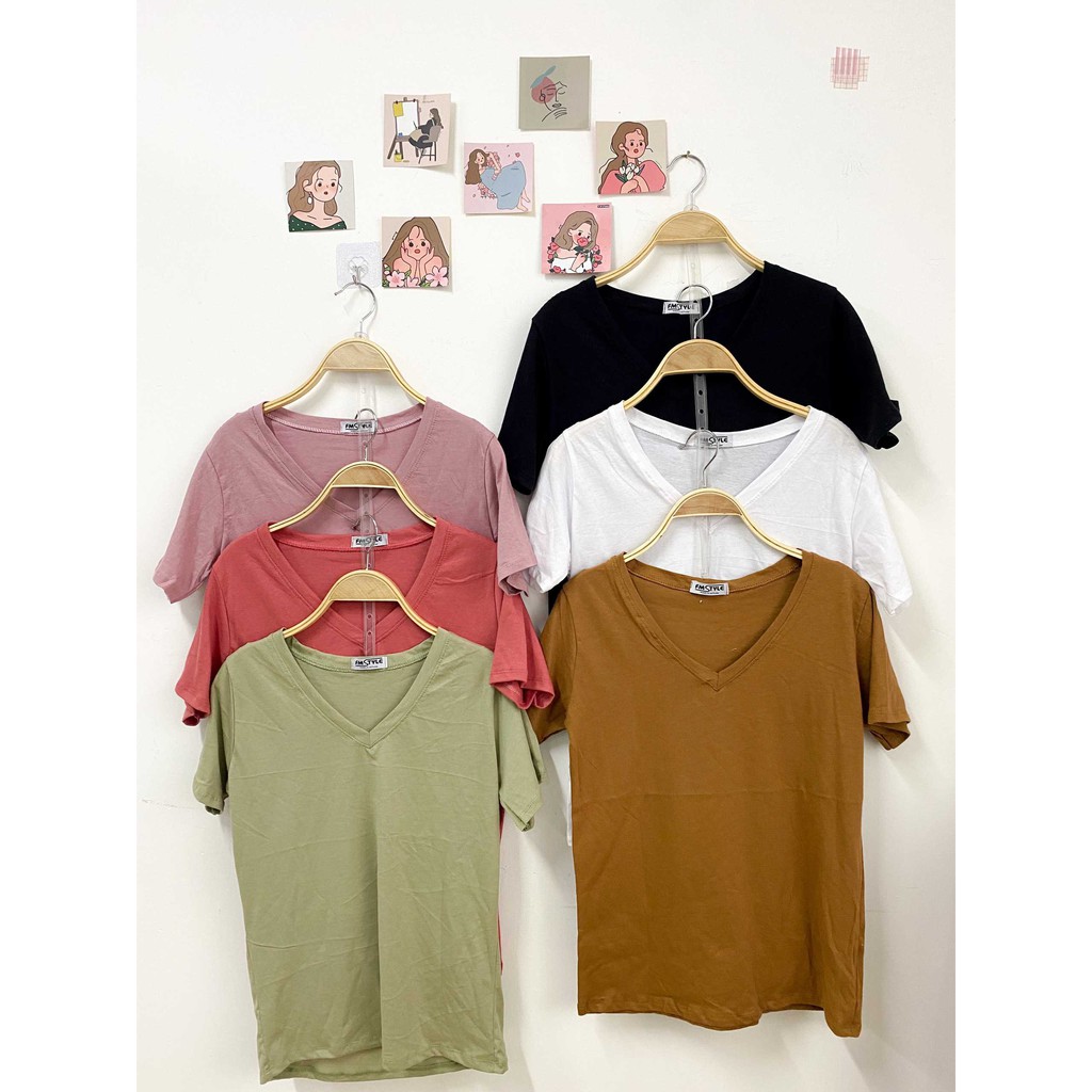 Áo thun trơn tay lỡ basic nữ, áo phông cổ V đẹp đi học ulzzang thời trang Fmstyle Saigon 21TU06T372101 | BigBuy360 - bigbuy360.vn