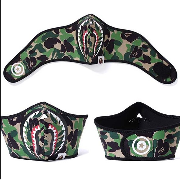 BAPE Khẩu Trang Cá Mập Họa Tiết Rằn Ri Kiểu Nhật Bản Thời Trang Cho Nam Và Nữ 0
