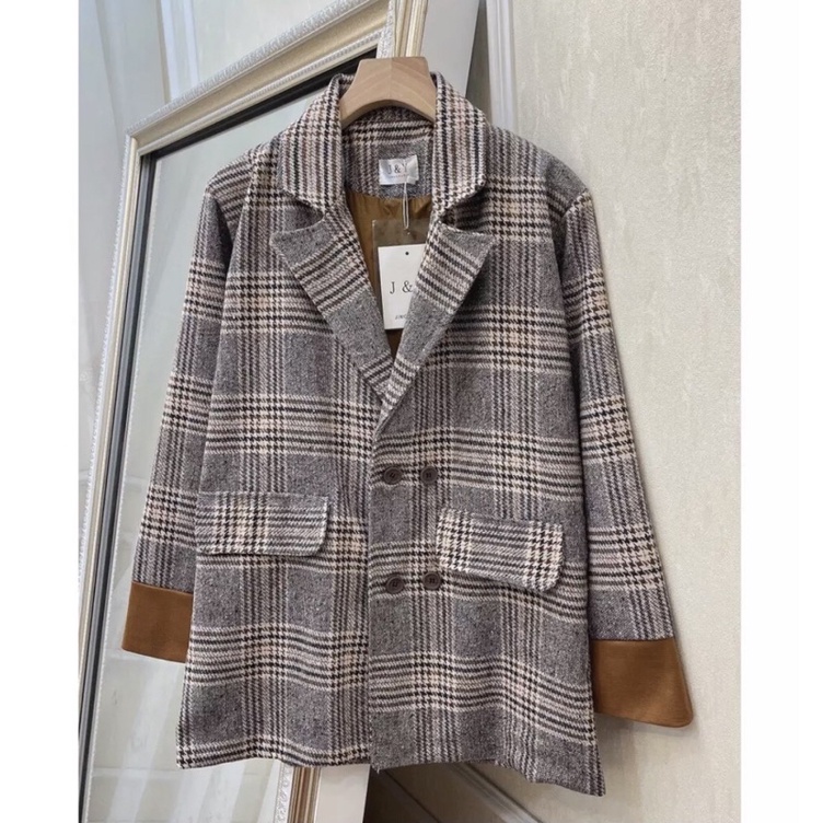 Áo dạ kẻ 4 cúc hàng quảng châu 2 lớp, Áo vest BLAZER dạ hàng đẹp bán shop