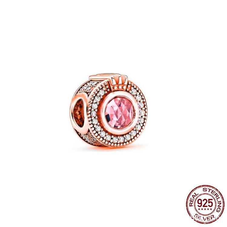 charm pan đá màu hồng bạc s925 cao cấp mẫu mới