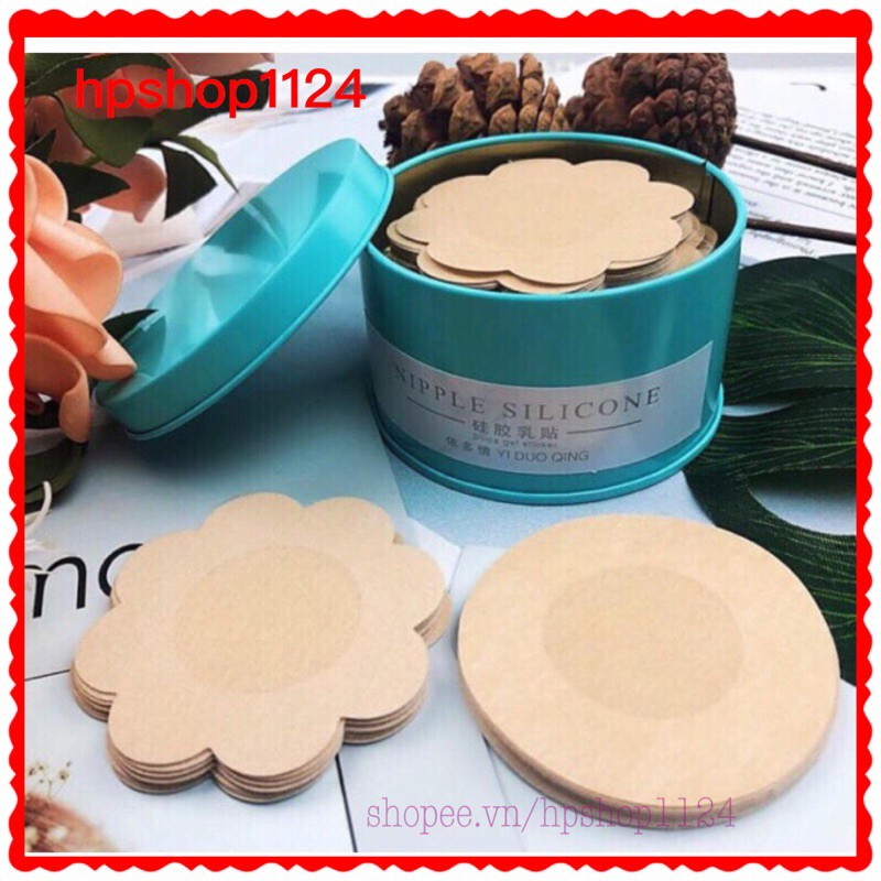 60 Miếng dán ngực - Miếng dán ti giấy hình hoa mai hộp thiếc xanh | BigBuy360 - bigbuy360.vn