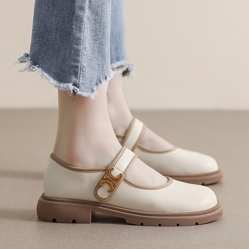 Giày Búp Bê Da Mũi Tròn Đế Dày Mềm Mại Phong Cách Anh Quốc Cổ Điển Size 34-42 Cho Nữ