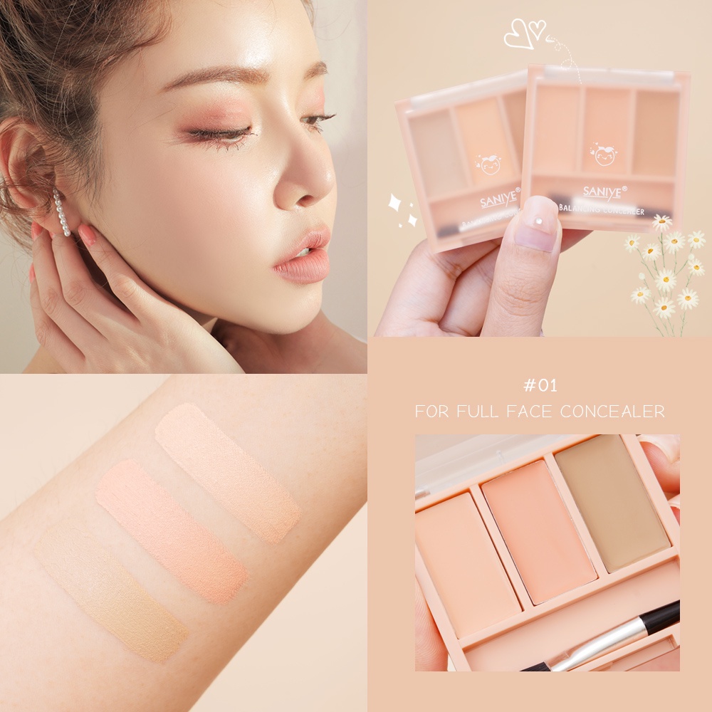 Phấn Che Khuyết Điểm 3 Lớp Dưỡng Ẩm Che Phủ Quầng Thâm Tàn Nhang Hiệu Quả