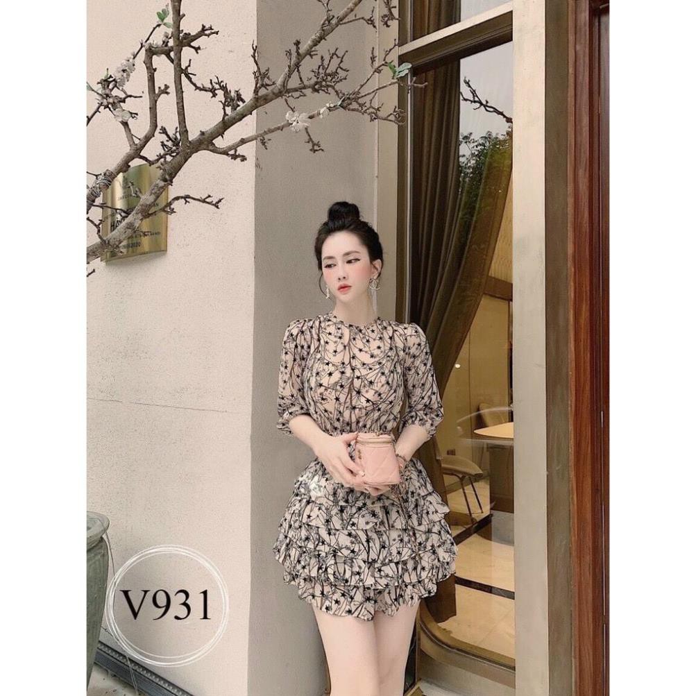 Váy dự tiệc bèo tầng tay dài  hoạt tiết sang chảnh vải voan hoa mềm mại cực thích | BigBuy360 - bigbuy360.vn