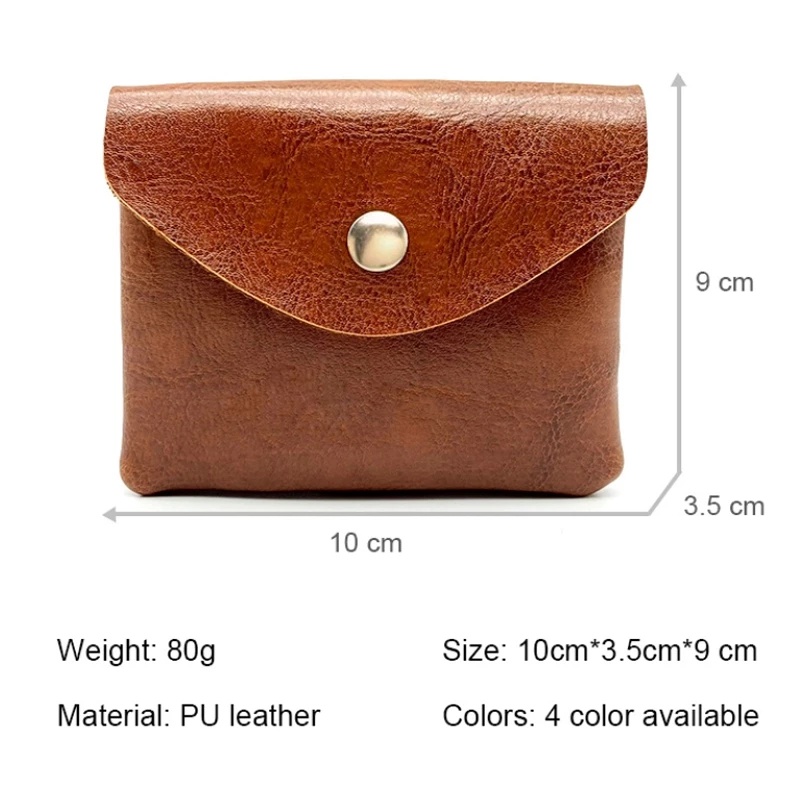 Ví Da PU Hai Ngăn Mini Đựng Thẻ / Tiền Xu Phong Cách Retro Cho Nam Nữ