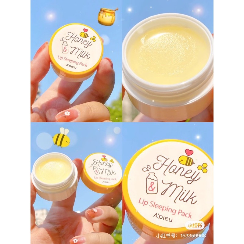 Bộ Dưỡng Môi Mật Ong Apieu Honey & Milk Lip Balm / Lip Scrub / Lip Oil / Lip Sleeping Pack