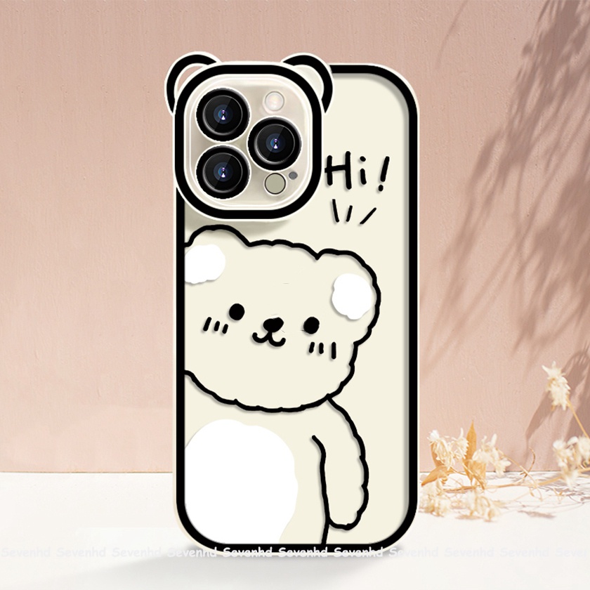 Ốp Điện Thoại Mềm Hình Gấu Uống Trà Sữa Cho iPhone 14 13 12 11 Pro Max Xs Max Xr X 6 6s Plus